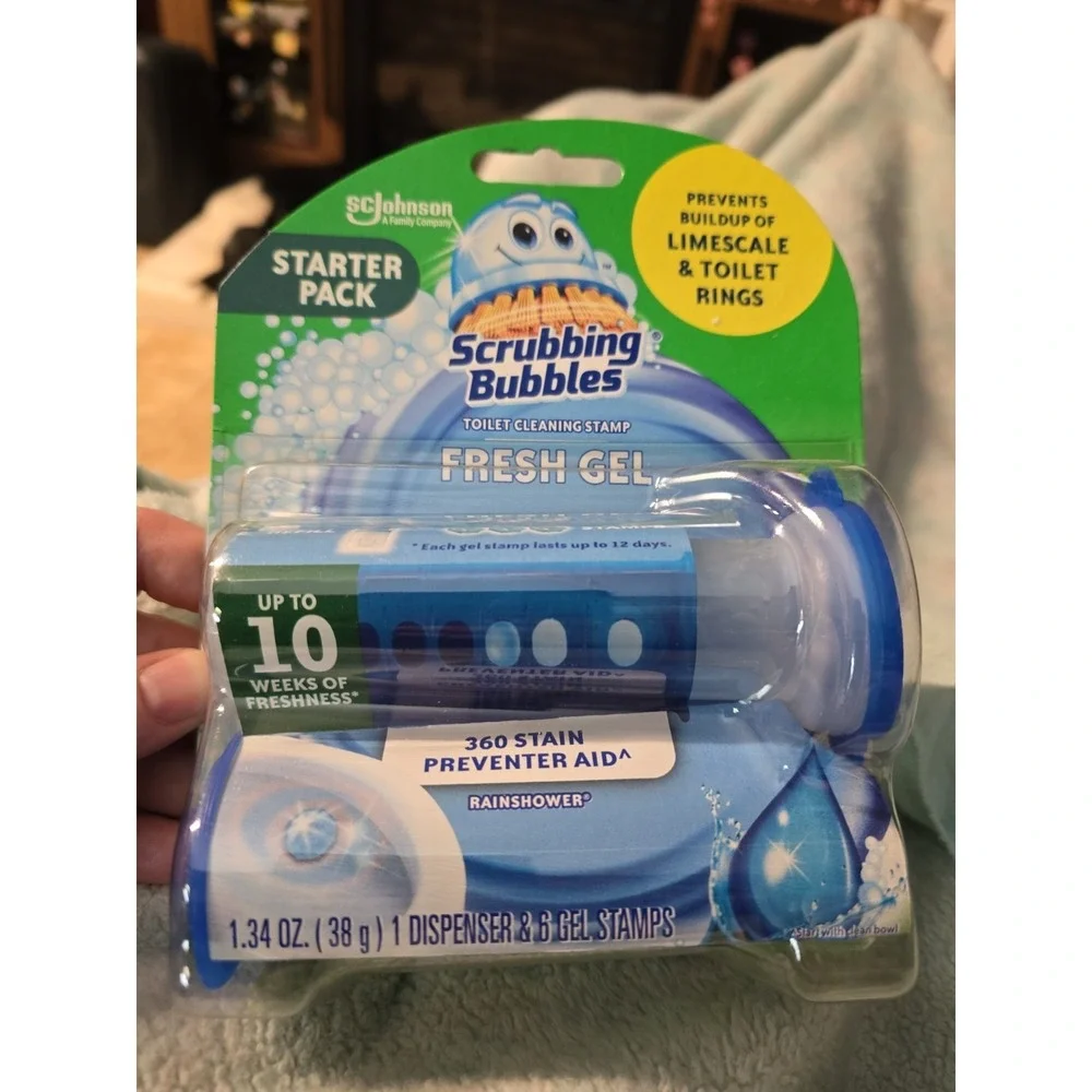 Scrubbing Bubbles Fresh Gel Toilet Bowl Stamps Rainshower 1 Dispenser 6 Ct Stamp
